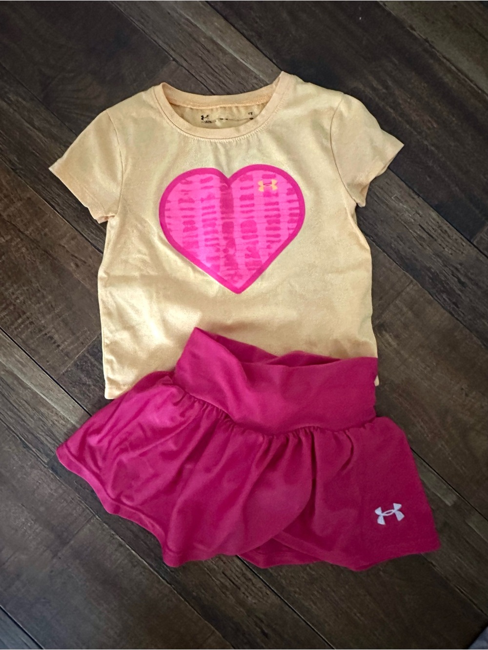 Under Armour orange Tee with Hot Pink Heart and Hot Pink Skort